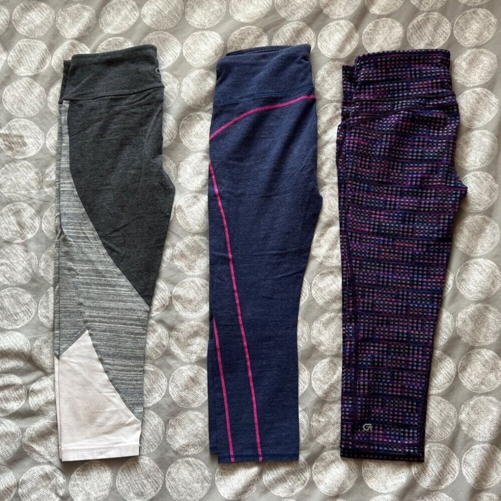 Lot 3 Gap GapFit gfast Checkered Cropped Leggings Yoga Pants Sz S